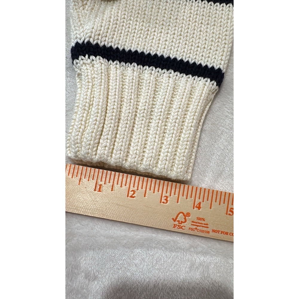 Ellsworth & Ivey Sweater Women's Medium Elena Crewneck Sweater Ivory/Navy 0009 - Picture 9 of 10